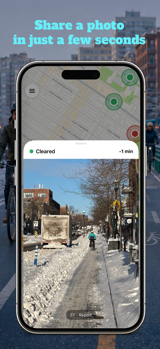 Photo of a cleared bike path, reported a minute ago
