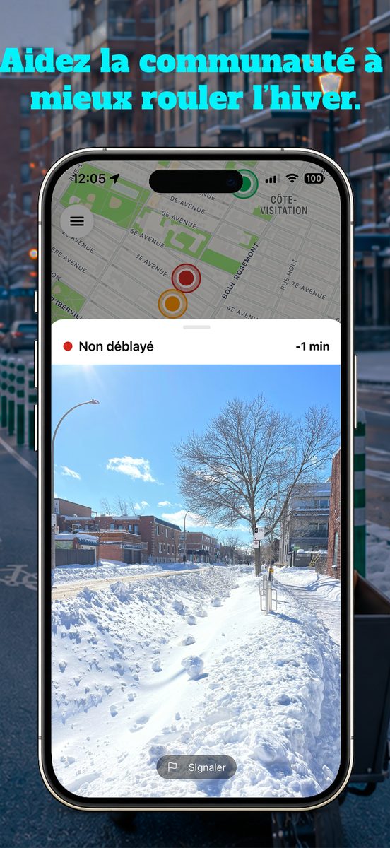 Photo d'un trottoir non déblayé après une bordée de neige